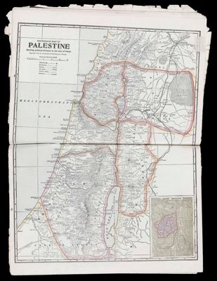 Reference map of Palestine showing political divisions at the time of Christ