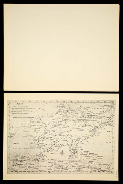 [Plate VII] Carte de la Louisiane A. embouchure de la Rivierre, comme monsieur de la Salle le marque dans sa carte B. costes, et lacs par la hauteur de sa Riviere, comme nous les avons trouvez [1942 copy of 1685 original]