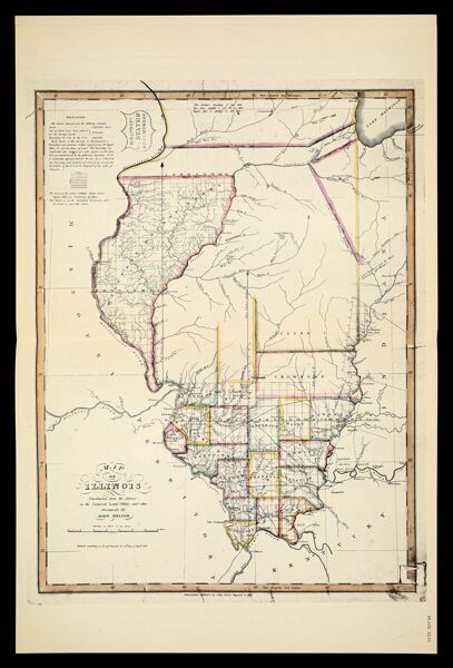 [Plate XLVI] Map of Illinois Constructed from Surveys in the General Land Office and other Documents By John Melish [1942 copy of 1819 original]