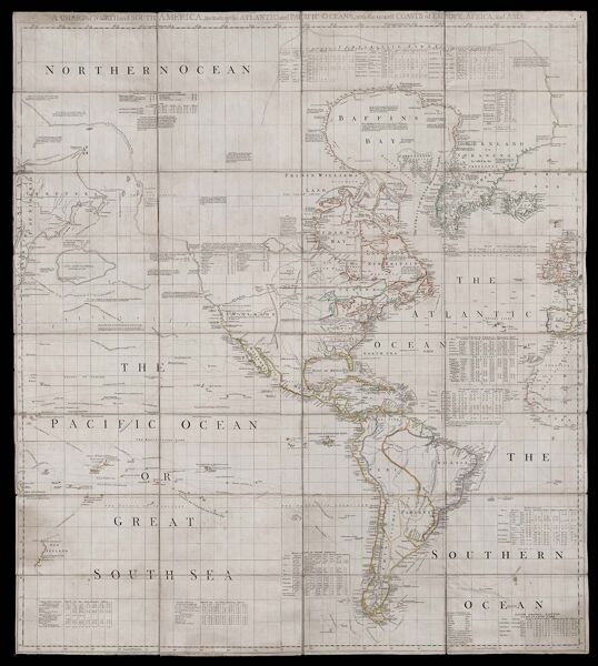 A Chart of North and South America including the Atlantic and Pacific Oceans, with the Nearest Coasts of Europe, Africa, and Asia.