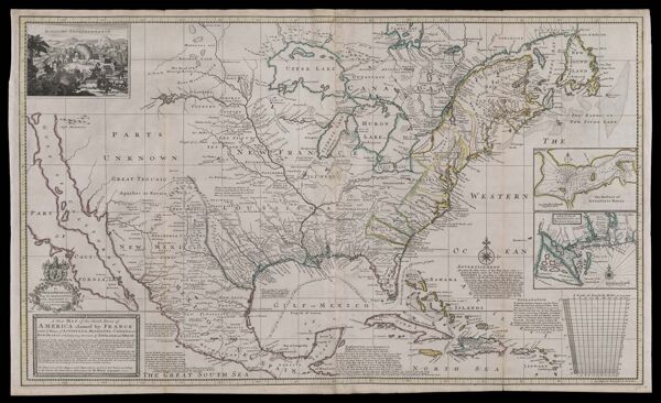 A new map of the North Parts of America claimed by France under ye names of Louisiana, Mississippi, Canada and New France with ye adjoining territories of England and Spain... ...The projection of this map is call'd Mercator's And it is laid down according to the newest and most exact observations by H. Moll geographer. 1720.