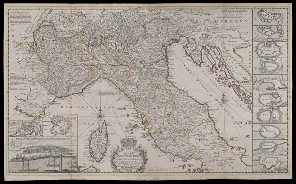 A new map of the upper part of Italy containing ye principality of Piemont ye dutchies of Savoy, Milan, Parma, Mantua, Modena, Tuscany, the dominions of ye Pope &c. The republiques of Venice, Genoa, Lucca &c. To his most sacred majesty George II. King of Great Britain, France and Ireland. Elector of Brunswick-Luneburg &c. This map is most humbly dedicated by H. Moll geographer