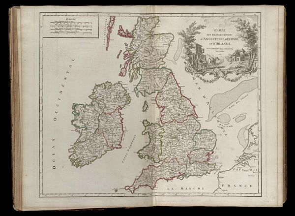 Carte des grandes routes d'Angleterre, d'Ecosse, et d'Irlande. Par le Sr. Robert Géog? ordin? du Roy. Avec privilege. 1757.