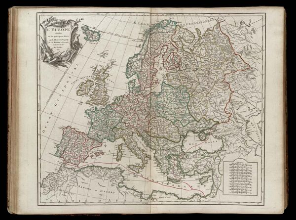 L'Europe divisée en ses principaux etats, par le Sr. Robert de Vaugondy, fils de M. Robert Géographe ordinaire du Roy. Avec privilege 1751.