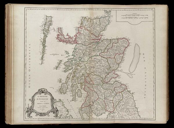 Le Royaume d'Escosse divisé en shires ou comtés, Par le Sr. Robert Geographe ordinaire du Roi. Avec privilege. 1751.