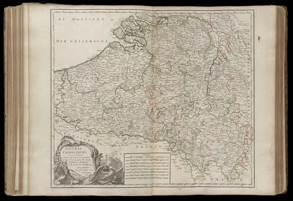 Pays-Bas Catholiques où sont distinguées les limites de la France qui comprennent le Comté d'Artois, partie des Comtés de Flandre et de Haynaut, et du Duché de Luxembourg. Par le Sr. Robert Geographe ordinaire du Roy. Avec privilege. 1751.