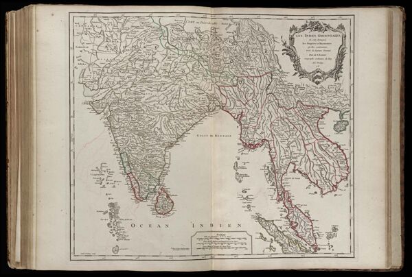 Les Indes Orientales, où sont distingués les Empires et Royaumes qu'elles contiennent, tireés du Neptune Oriental. Par le S. Robert Geographe ordinaire du Roy. Avec privilege. 1751.
