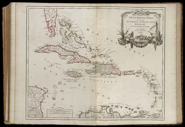Partie de la Mer du Nord, où se trouvent les Grandes et Petites Isles Antilles, et les Isles Lucayes. Par le Sr. Robert Géographe ordinaire du Roy, Avec privilege. 1750.