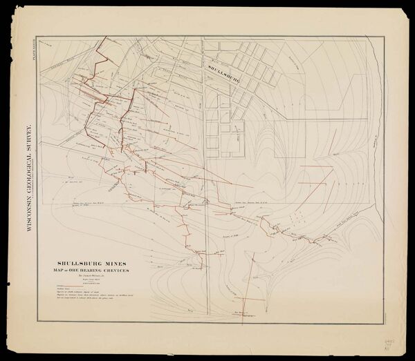 Shullsburg Mines map of ore bearing crevices by James Wilson Jr.