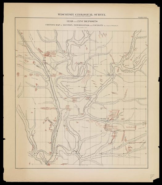 Lead and zinc deposits crevice map of Benton, Newdiggings, and vicinity by James Wilson Jr.