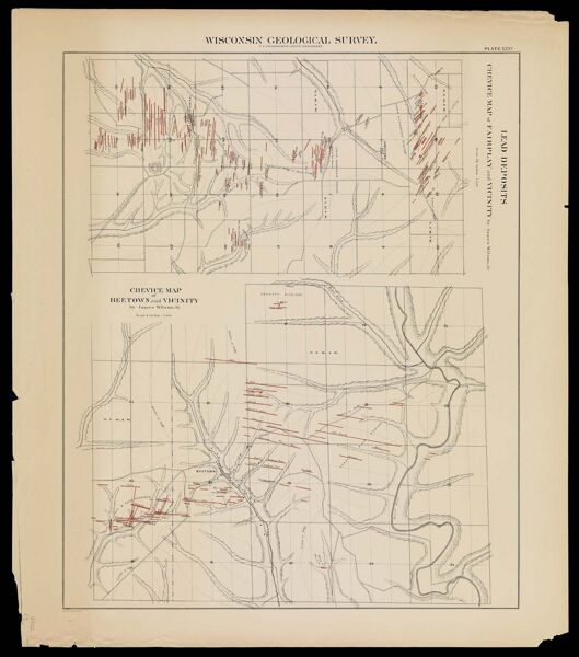 Lead deposits crevice map of Fairplay and vicinity by James Wilson Jr. / Crevice map of Beetown and Vicinity by James Wilson Jr