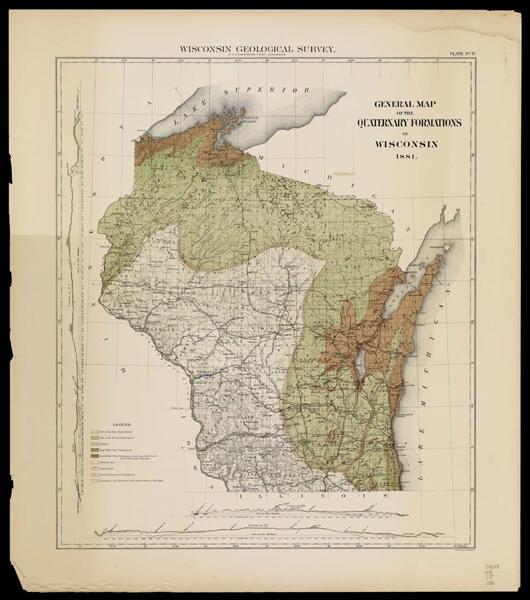 General map of quaternary formations of Wisconsin 1881