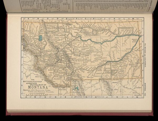 The Matthews-Northrup adequate travel map of Montana showing ALL Railroads, Cities, Towns, and Principal Villages