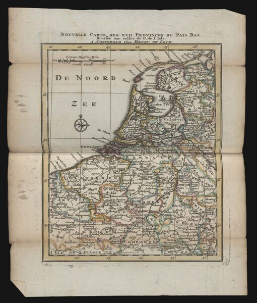 Nouvelle Carte des XVII Provinces du Païs Bas. Dressée sur celles de G. de l'Isle. A Amsterdam chez Henry de Leth.