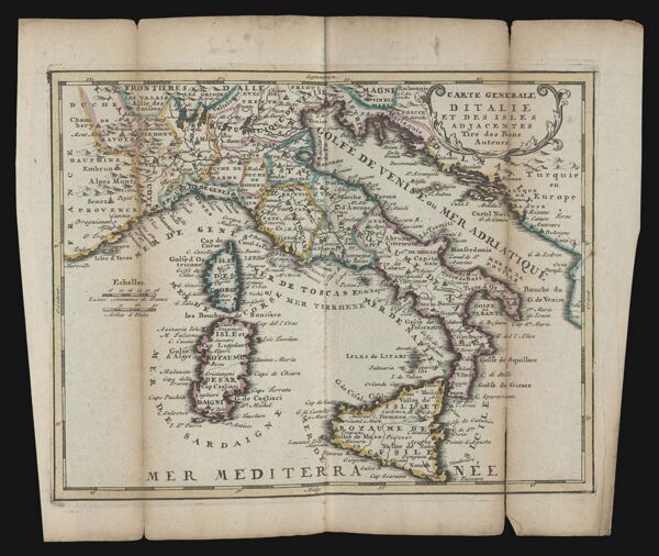 Carte Generale d Italie et des isles adjacentes Tiré des Bons Auteurs.