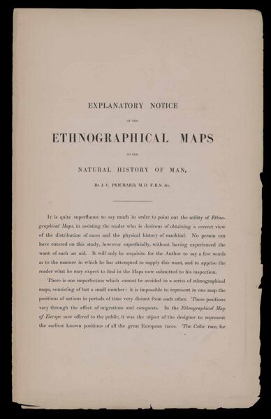 Explanatory notice of the Ethnographical Maps of the Natural History of Man (from Ethnographical Maps Illustrative of 