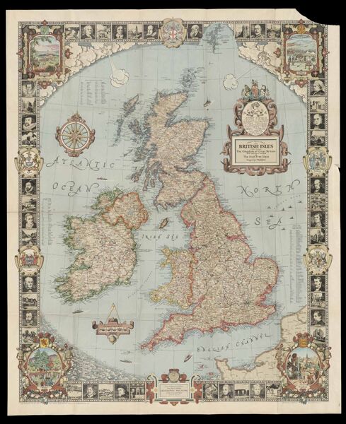 A modern pilgrim's map of British Isles or more precisely the Kingdom of Great Britain and Northern Ireland and the Irish Free State