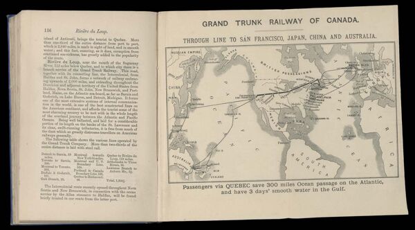 Grand Trunk Railway of Canada. Through line to San Francisco, Japan, China and Australia.