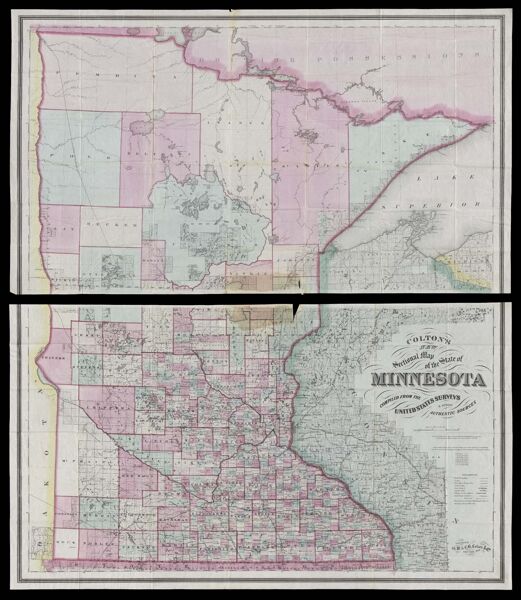 Colton's new sectional map of the state of Minnesota compiled from the United States surveys & other authentic sources.