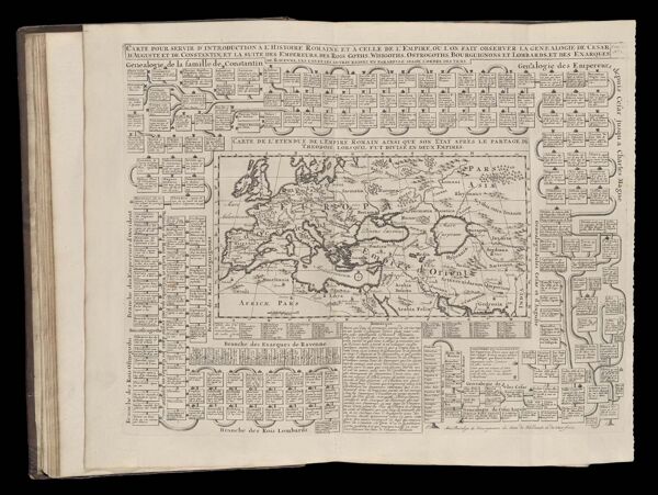 Carte de l'etendue de l'empire Romain ainsi que son etat apres le partage de Theodose, lors qui'il fut divise en deux empires. Tome 2. No. 1.