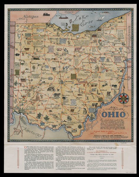 Being a cartograph of Ohio : the oldest state west of the thirteen original colonies ... and among the foremost in agriculture