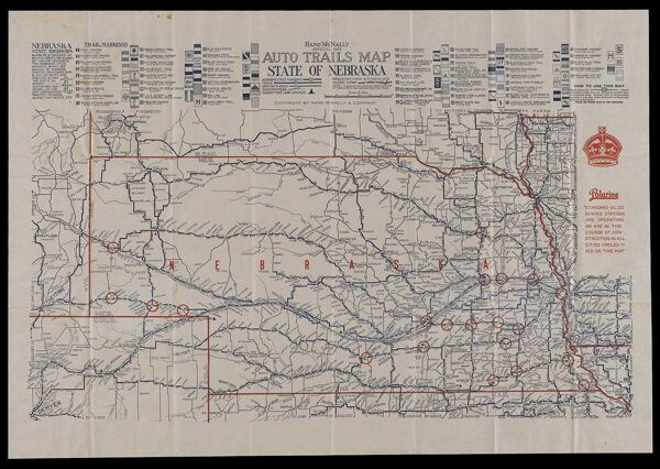 Rand McNally official 1921 auto trails map, state of Nebraska