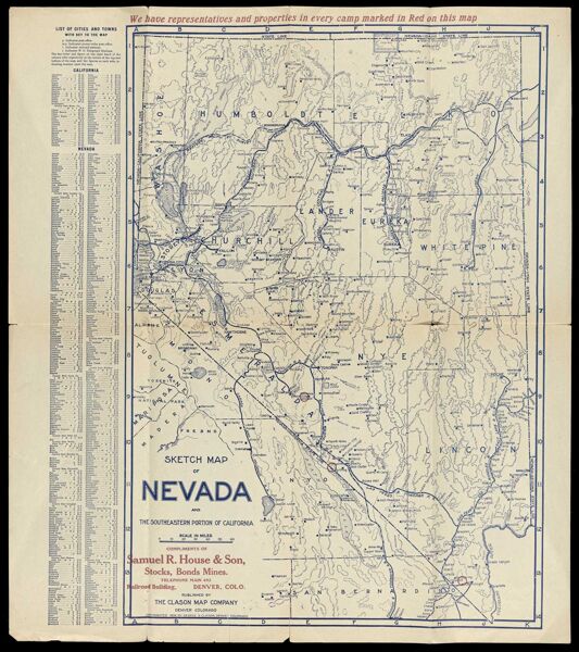 Sketch map of Nevada : and the southeastern portion of California