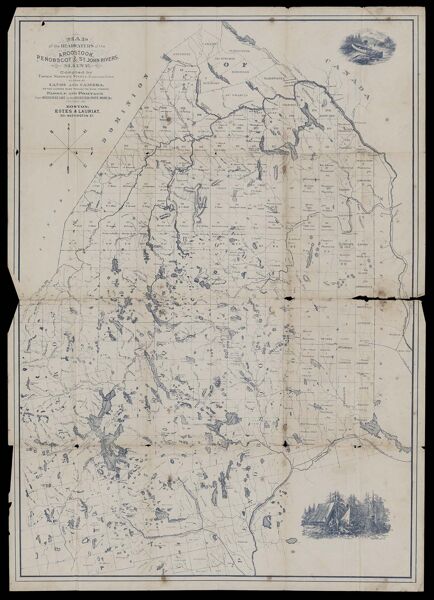 Map of the headwaters of the Aroostook, Penobscot & St. John rivers, Maine, compiled by Thomas Sedgwick Steele