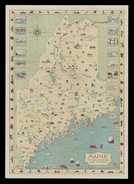 Route and pictorial map of Maine / issued by the State Highway Commission, Augusta, Me., 1934-35