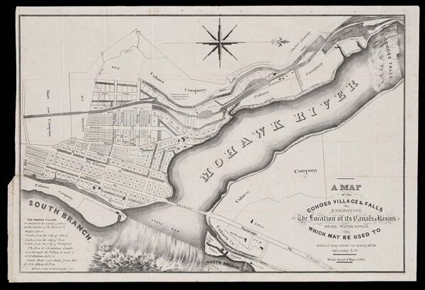 A Map of the Cohoes Village & Falls exhibiting the location of the its canals & basins giving water power which may used to almost any extent on nearly all the adjoining lots