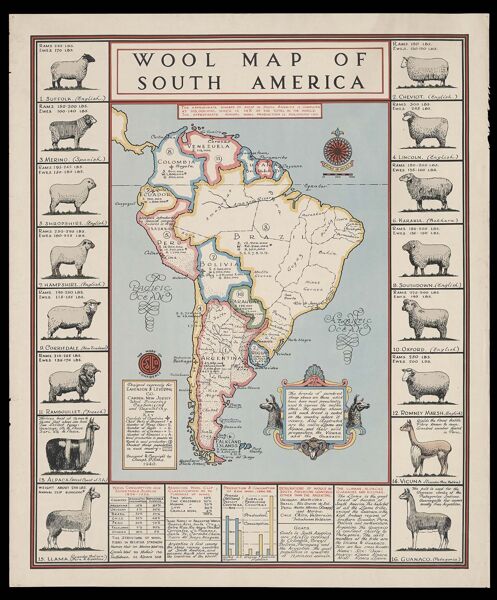Wool map of South America