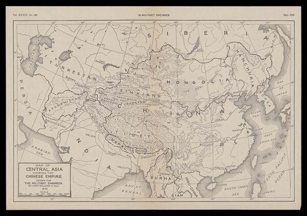 Map of central Asia showing the Chinese empire