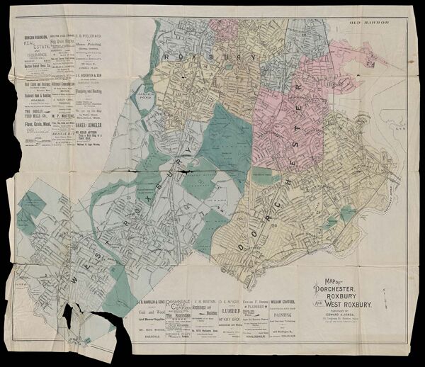Map of Dorchester, Roxbury and West Roxbury