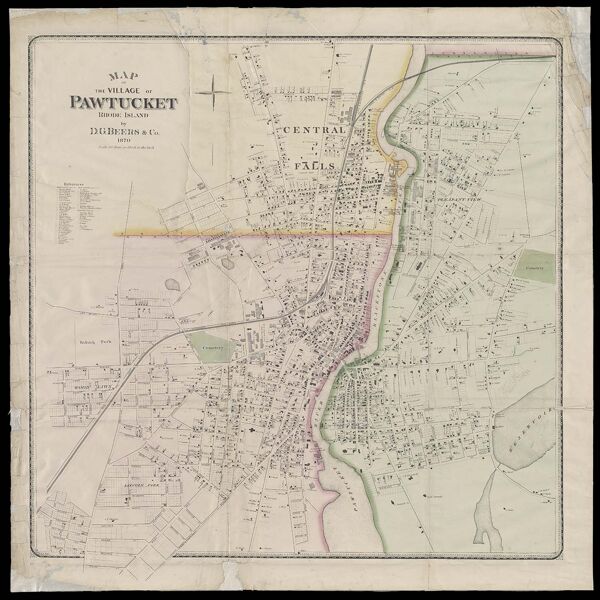 Map of the village of Pawtucket Rhode Island by D.G. Beers & Co. 1870.