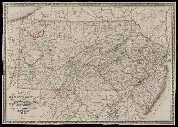 Barnes's railroad, canal & county map of Pennsylvania, New Jersey & adjoining states.