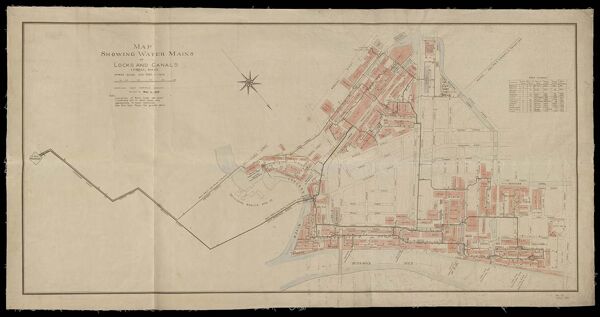 Map showing water mains of locks and canals, Lowell, Mass. compiled from various sources revised to 1925.