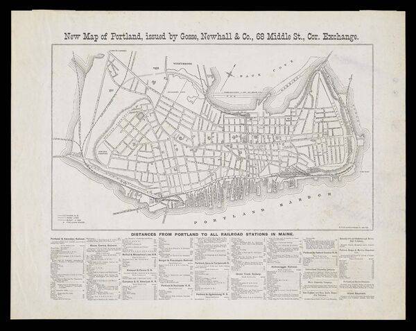 New Map of Portland issued by Gosse, Newhall & Co., 68 Middle Str., cor. Exchange