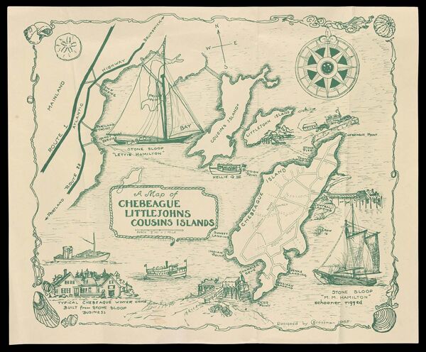 A map of Chebeague Littlejohns Cousins Islands