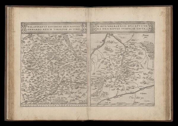 Palatinatus Bavariae descriptio Erhardo Reych Tirolense auctore. / Wirtenbergensis ducatus vera descriptio, tubingae edita. 1558.