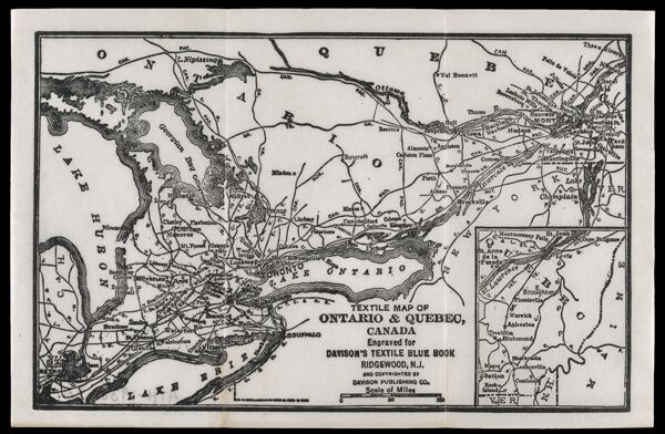 Textile Map of Ontario & Quebec, Canada