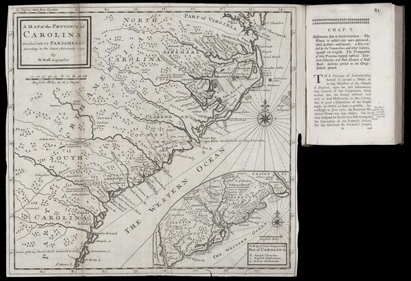 A Map of the Province of Carolina Divided into its Parishes &c. According to the latest Accounts. 1730. By H. Moll Geographer.
