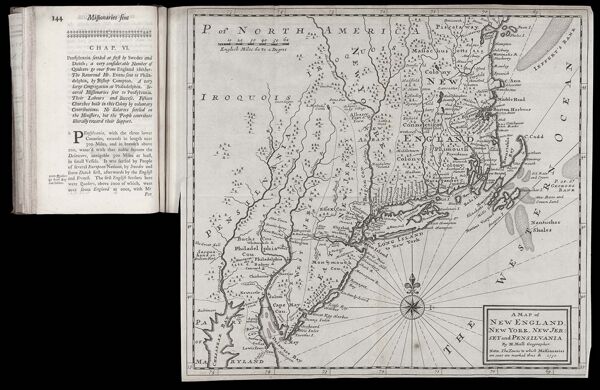 A Map of New England, New York, New Jersey and Pensilvania By H. Moll Geographer. 1730.