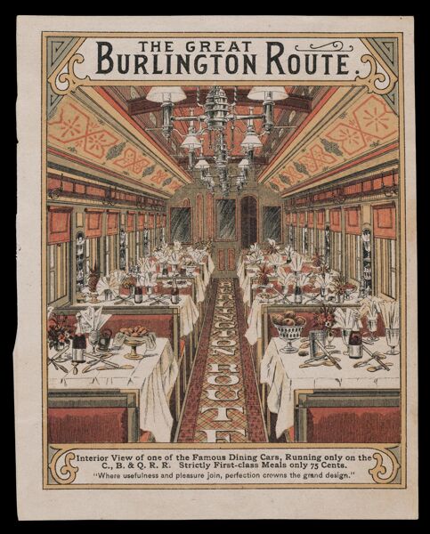 The Great Burlington Route: Interior View of one of the Famous Dining Cars...