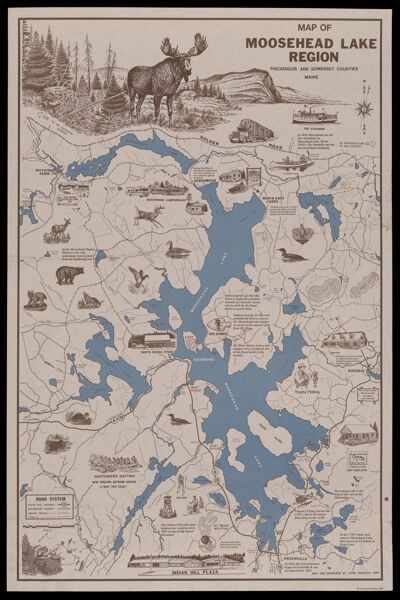 Map of Moosehead Lake Region Piscataquis and Somerset counties Maine