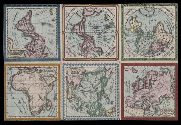 [6 maps on single sheet: America, Europe, Asia, West Semi-Circle, East Semi-Circle]