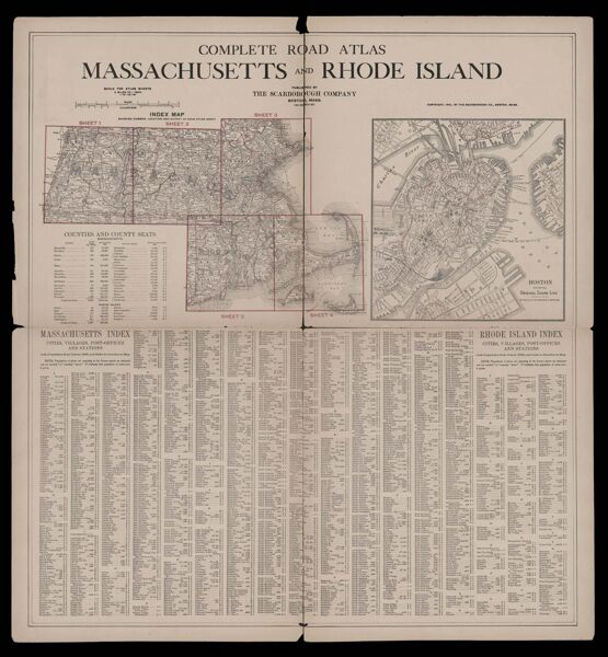 Complete Road Map Massachusetts Rhode Island