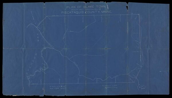 Plan of Blake Town, (South half TNo. 1 R.14. W.E.L.S. Piscataquis County, Maine as surveyed in 1912 by Walter E. Craig