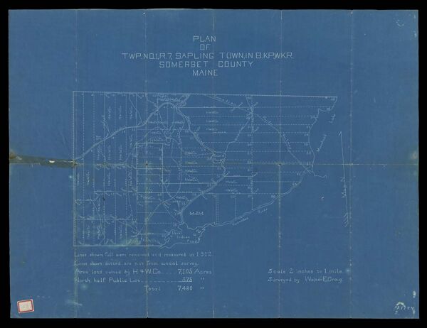 Plan of TWP. No.1 R.7 Sapling Town in B.K.P.W.K.R. Somerset County, Maine
