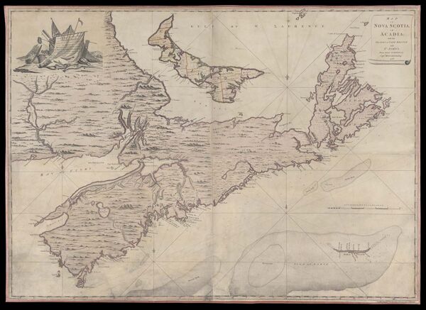 Map of Nova Scotia or Acadia; with the Islands of Cape Breton and St. John's, from Actual Surveys