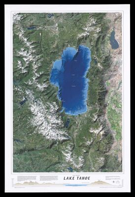 Satellite relief map of Lake Tahoe